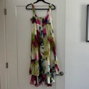 By Anthropologie Tiered Maxi Dress Watercolor Size 12